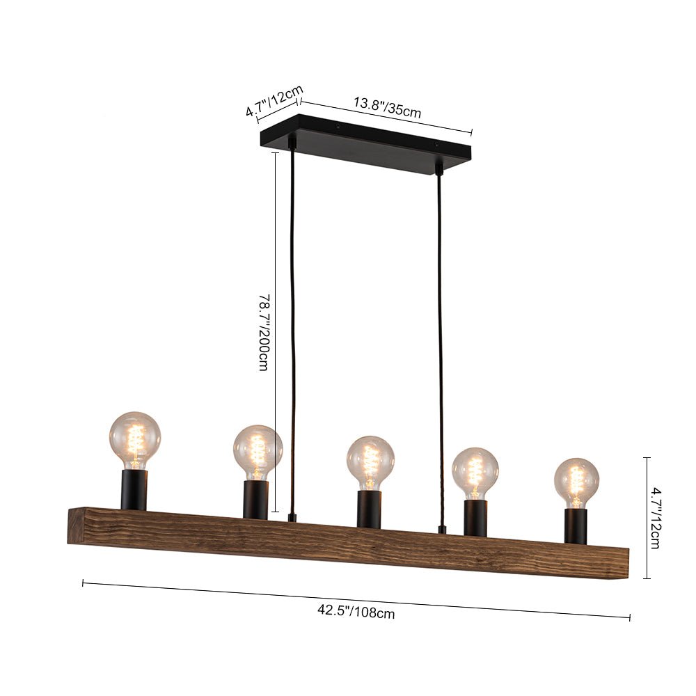 5 - Light Farmhouse Linear Wood Pendant Light - LightfixturesUAE