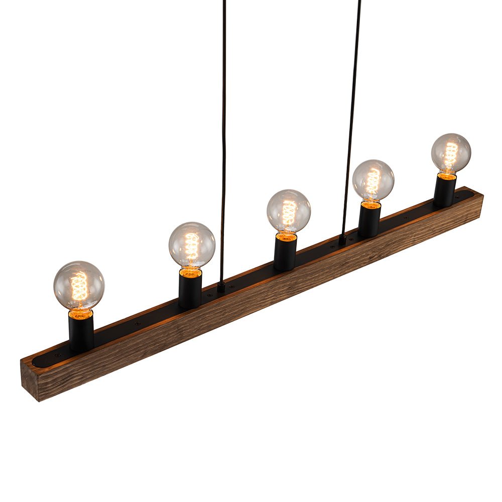 5 - Light Farmhouse Linear Wood Pendant Light - LightfixturesUAE