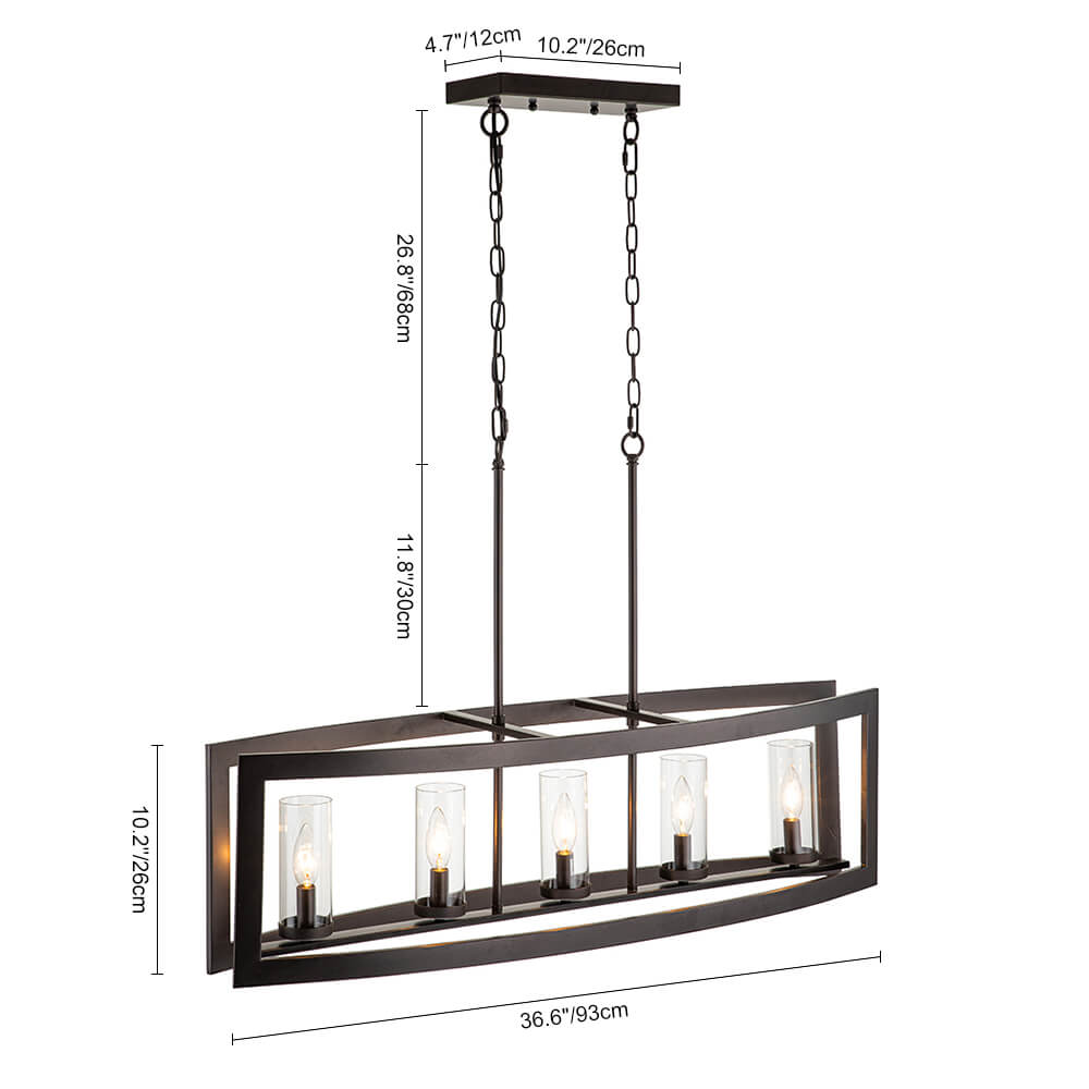 5 - Light Industrial Rectangular Kitchen Island Chandelier - LightfixturesUAE