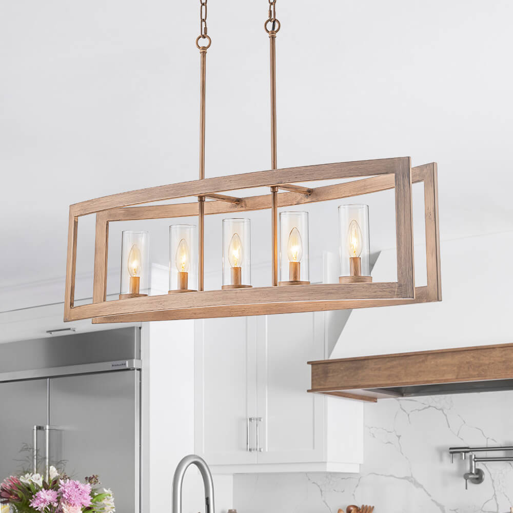 5 - Light Industrial Rectangular Kitchen Island Chandelier - LightfixturesUAE