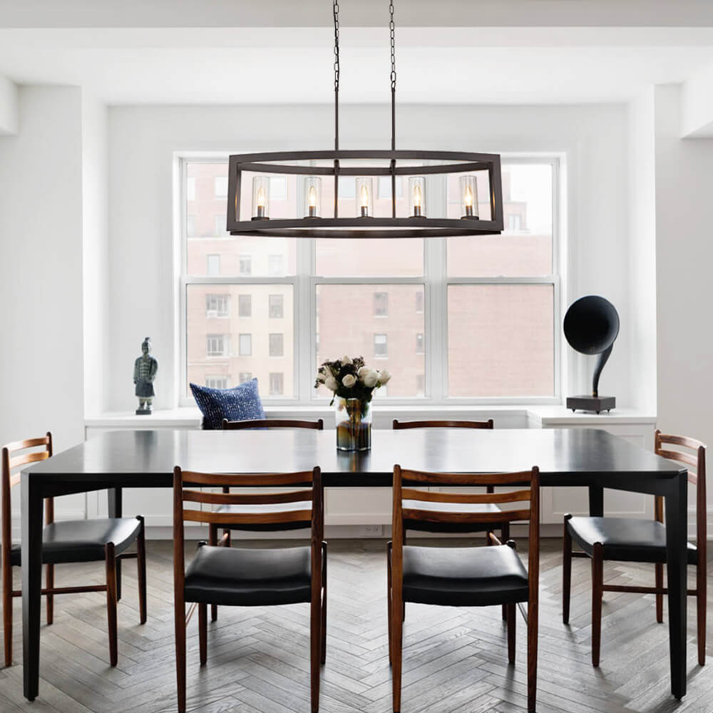 5 - Light Industrial Rectangular Kitchen Island Chandelier - LightfixturesUAE