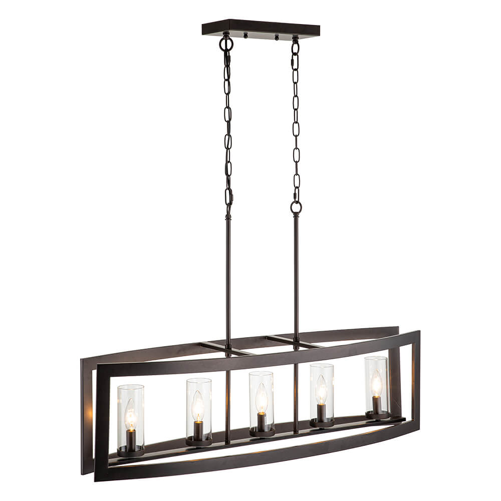 5 - Light Industrial Rectangular Kitchen Island Chandelier - LightfixturesUAE
