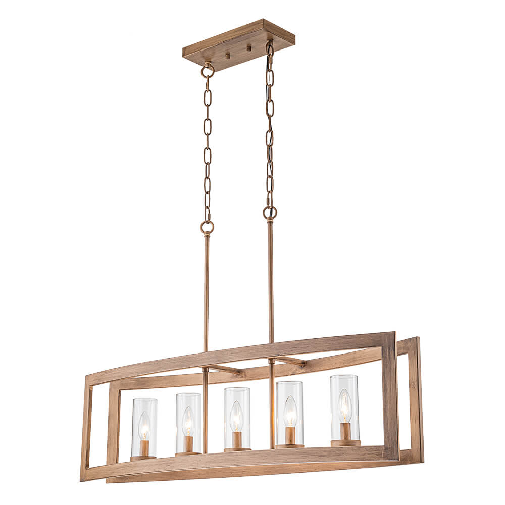 5 - Light Industrial Rectangular Kitchen Island Chandelier - LightfixturesUAE