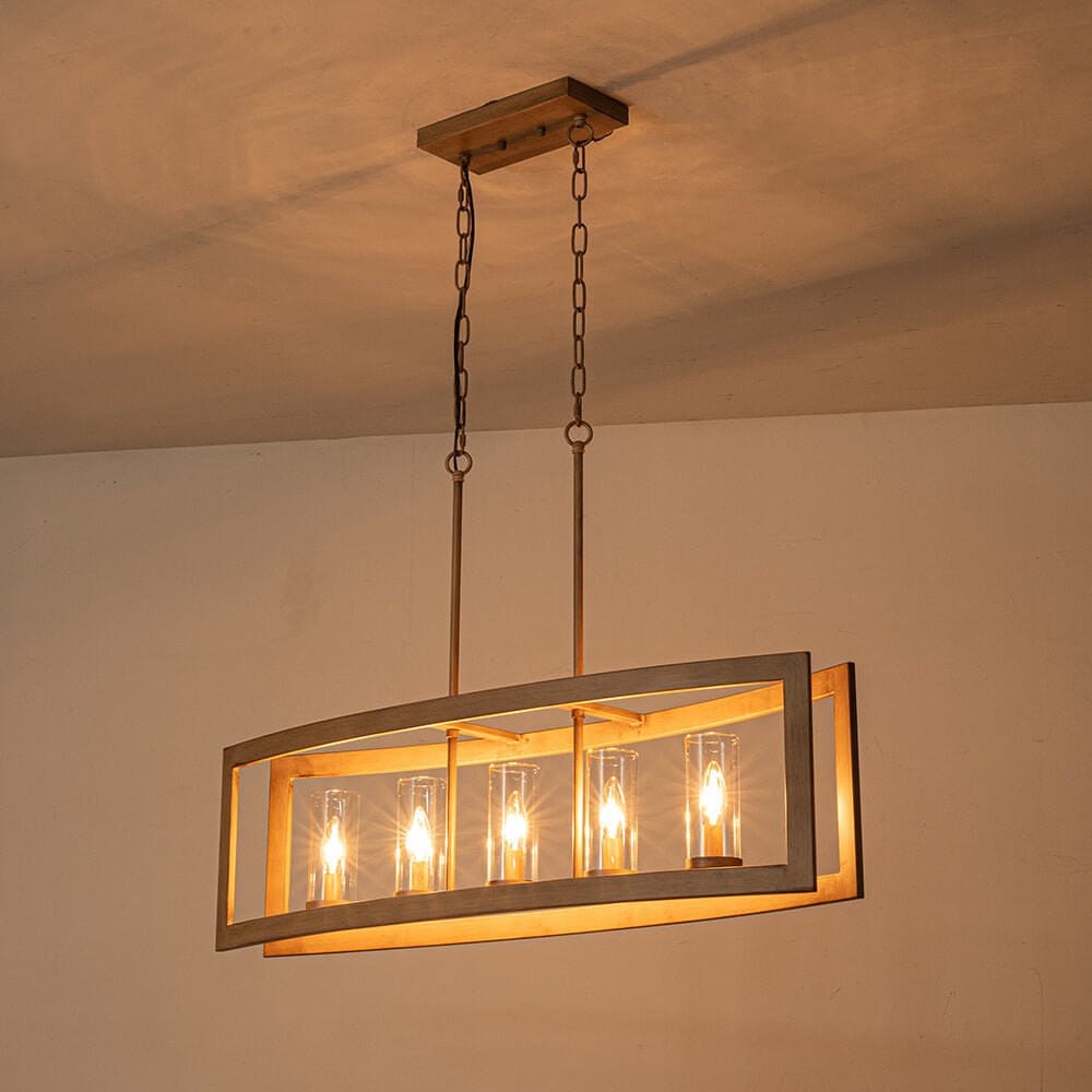 5 - Light Industrial Rectangular Kitchen Island Chandelier - LightfixturesUAE