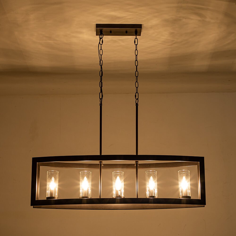 5 - Light Industrial Rectangular Kitchen Island Chandelier - LightfixturesUAE