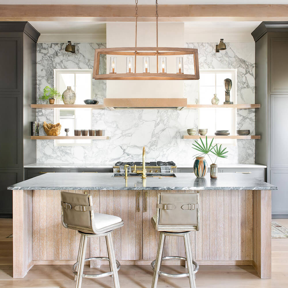 5 - Light Industrial Rectangular Kitchen Island Chandelier - LightfixturesUAE