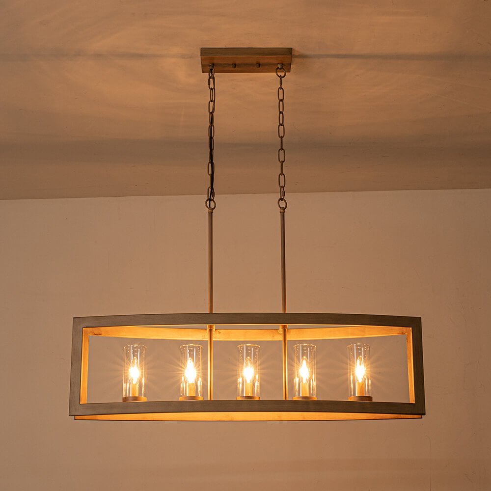 5 - Light Industrial Rectangular Kitchen Island Chandelier - LightfixturesUAE