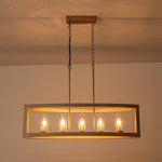 5 - Light Industrial Rectangular Kitchen Island Chandelier - LightfixturesUAE