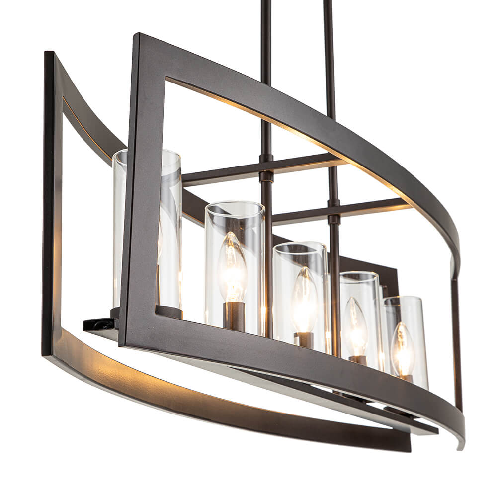 5 - Light Industrial Rectangular Kitchen Island Chandelier - LightfixturesUAE