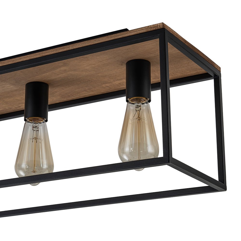 5 - Light Rectangular Cage Flush Mount Ceiling Light - LightfixturesUAE