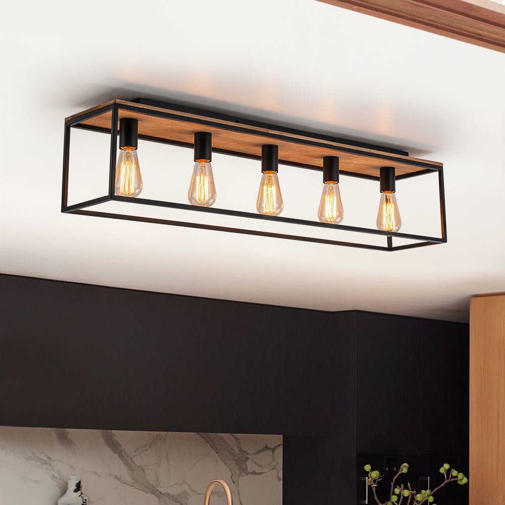 5 - Light Rectangular Cage Flush Mount Ceiling Light - LightfixturesUAE