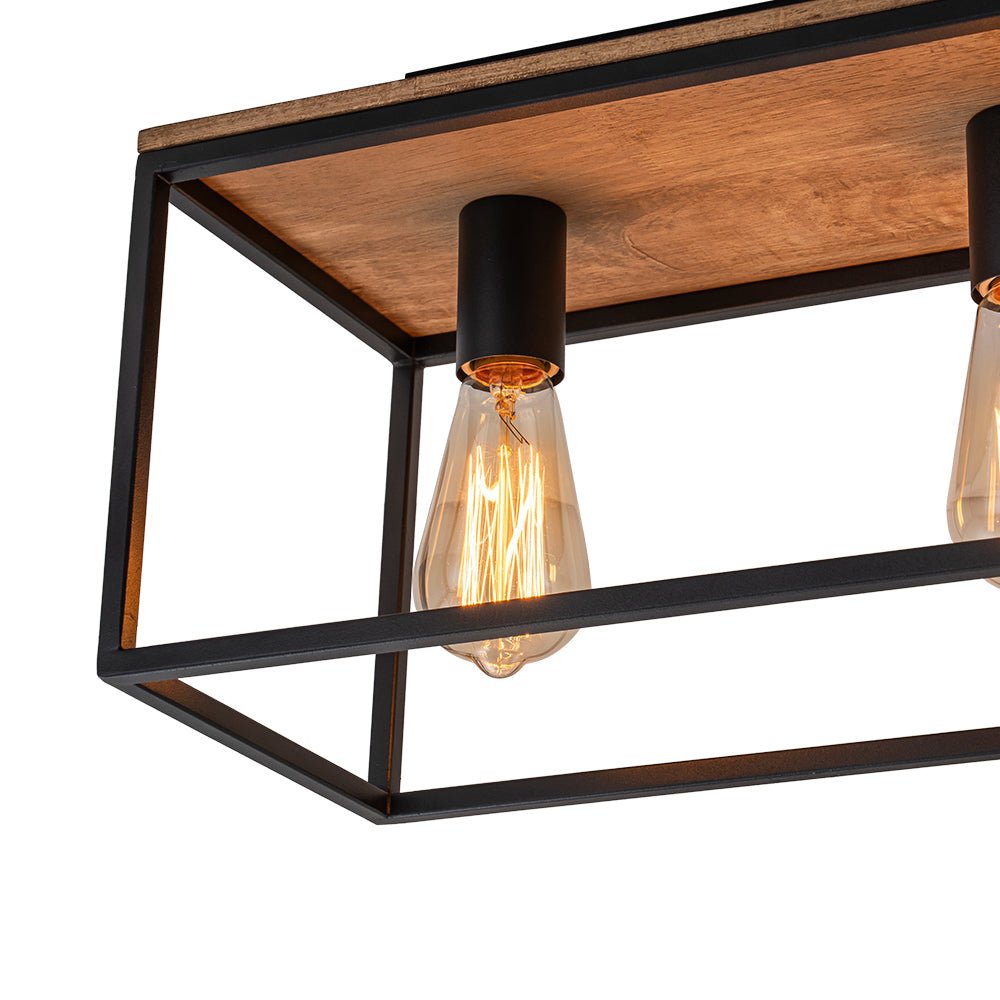 5 - Light Rectangular Cage Flush Mount Ceiling Light - LightfixturesUAE