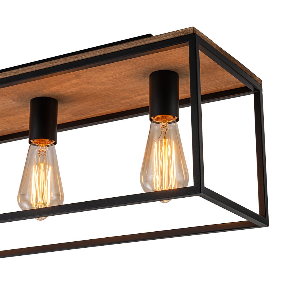 5 - Light Rectangular Cage Flush Mount Ceiling Light - LightfixturesUAE