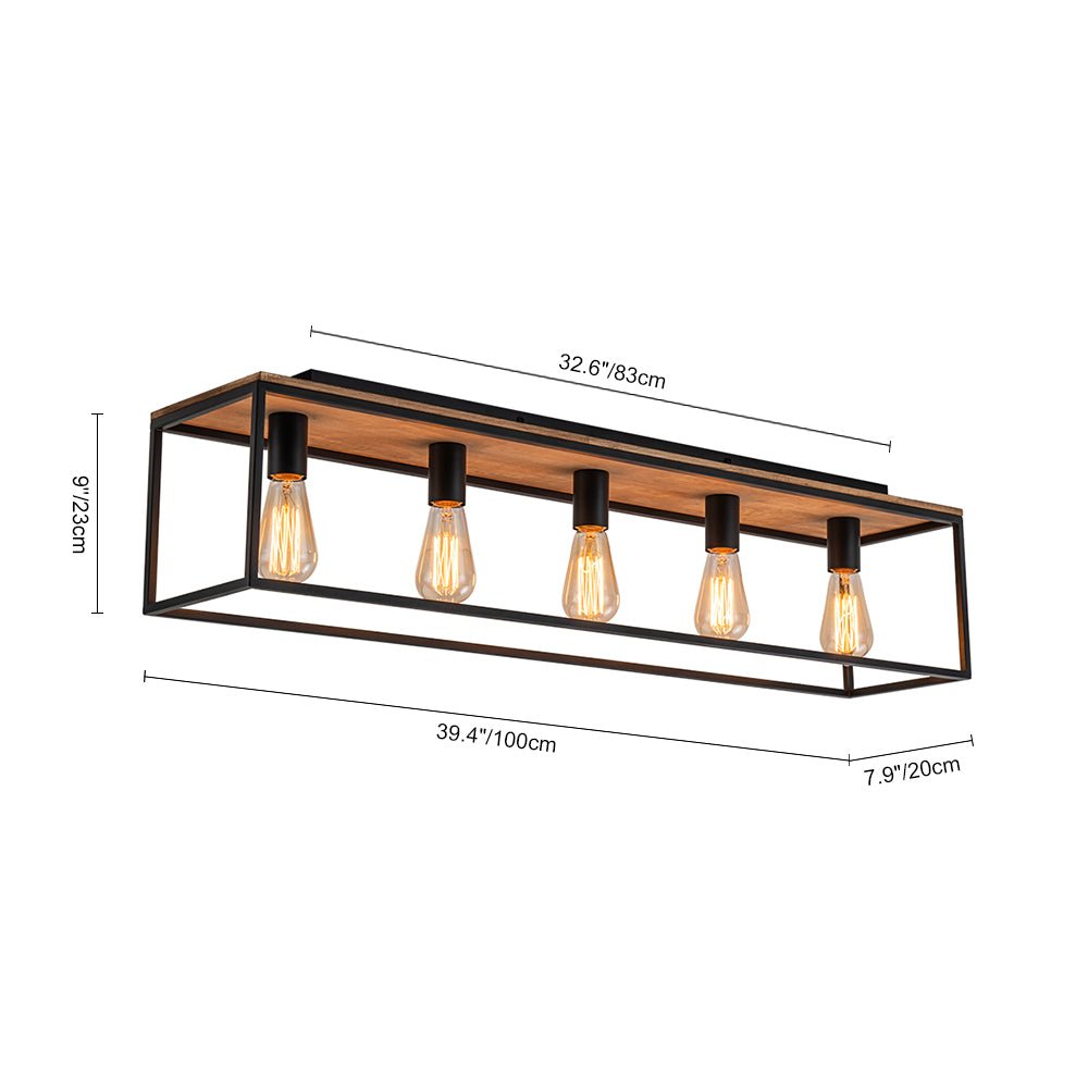 5 - Light Rectangular Cage Flush Mount Ceiling Light - LightfixturesUAE