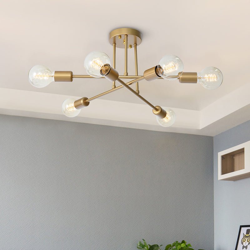 6 - Light Brass Sputnik Semi Flush Mount - LightfixturesUAE