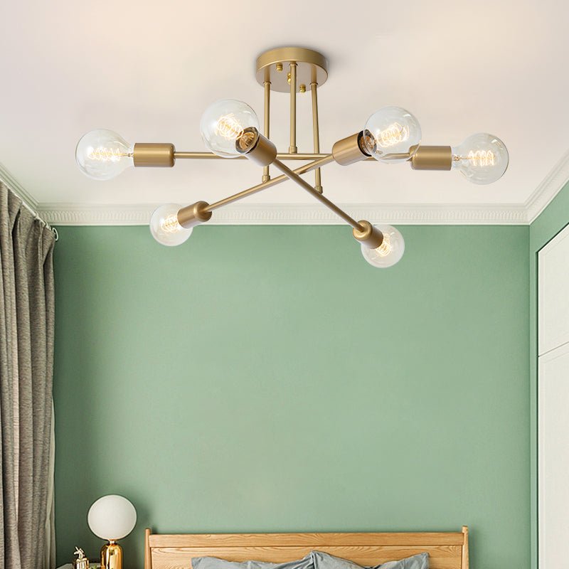 6 - Light Brass Sputnik Semi Flush Mount - LightfixturesUAE