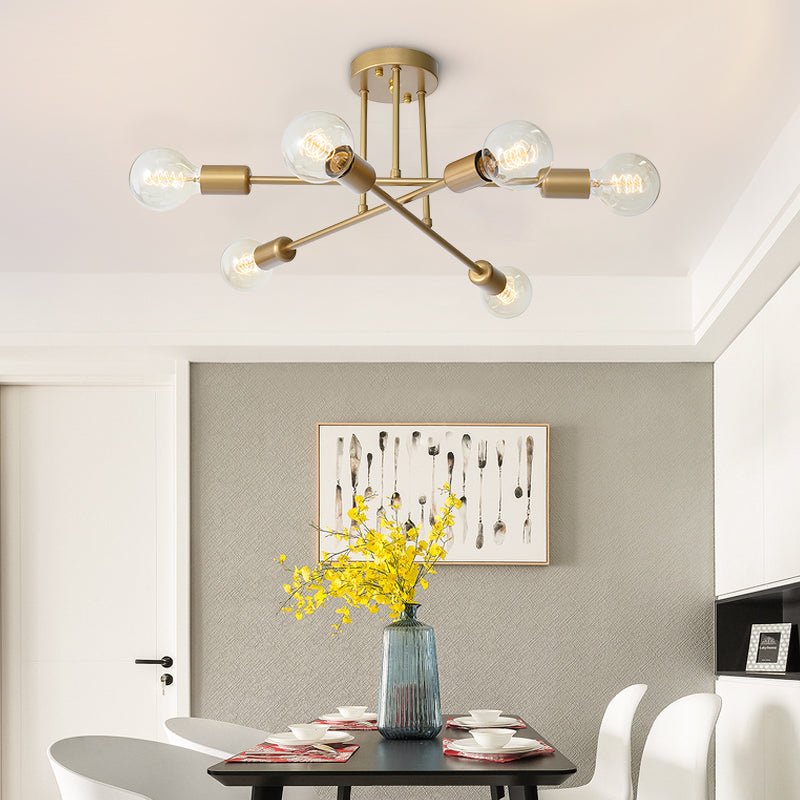 6 - Light Brass Sputnik Semi Flush Mount - LightfixturesUAE