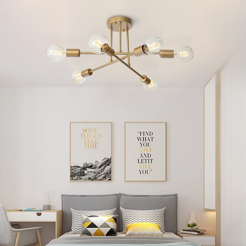 6 - Light Brass Sputnik Semi Flush Mount - LightfixturesUAE