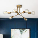 6 - Light Brass Sputnik Semi Flush Mount - LightfixturesUAE