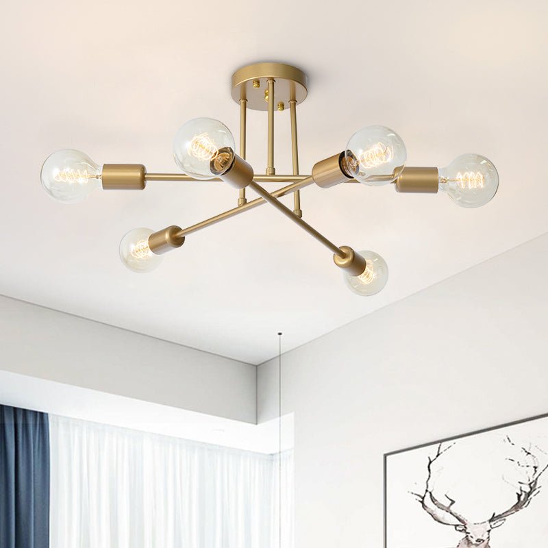 6 - Light Brass Sputnik Semi Flush Mount - LightfixturesUAE