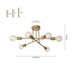 6 - Light Brass Sputnik Semi Flush Mount - LightfixturesUAE