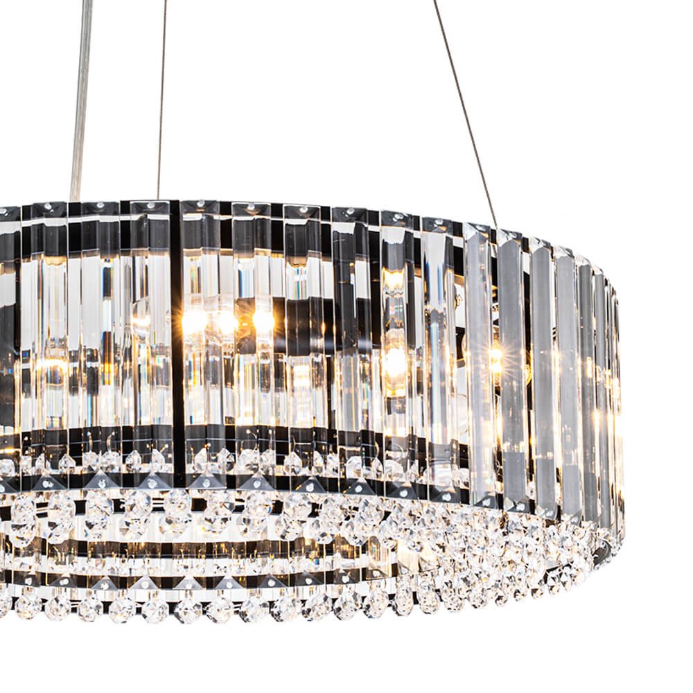 6 - Light Contemporary Round Crystal Drum Chandelier - LightfixturesUAE