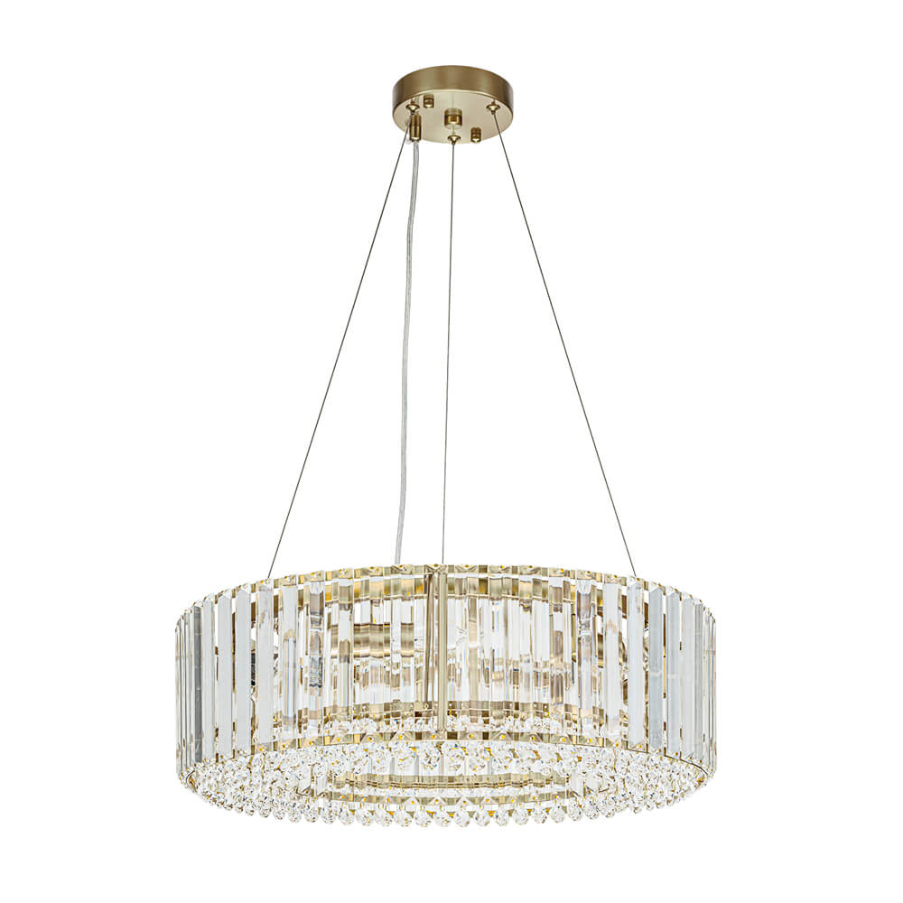 6 - Light Contemporary Round Crystal Drum Chandelier - LightfixturesUAE