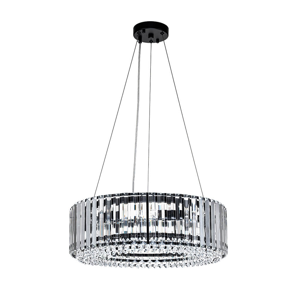 6 - Light Contemporary Round Crystal Drum Chandelier - LightfixturesUAE