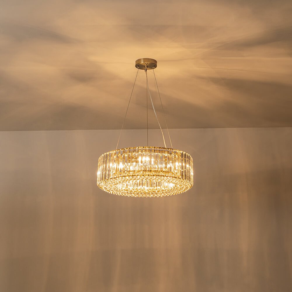 6 - Light Contemporary Round Crystal Drum Chandelier - LightfixturesUAE