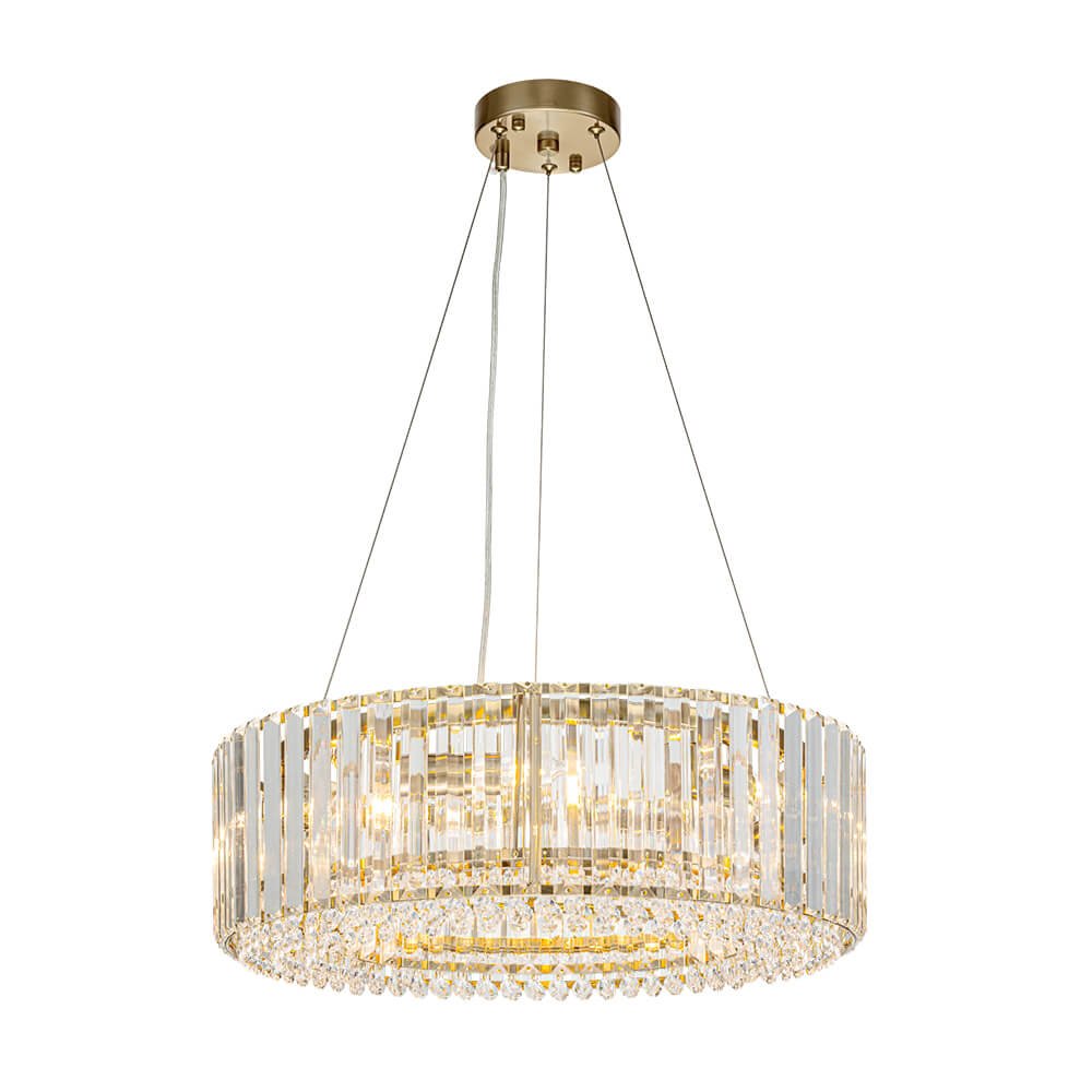 6 - Light Contemporary Round Crystal Drum Chandelier - LightfixturesUAE