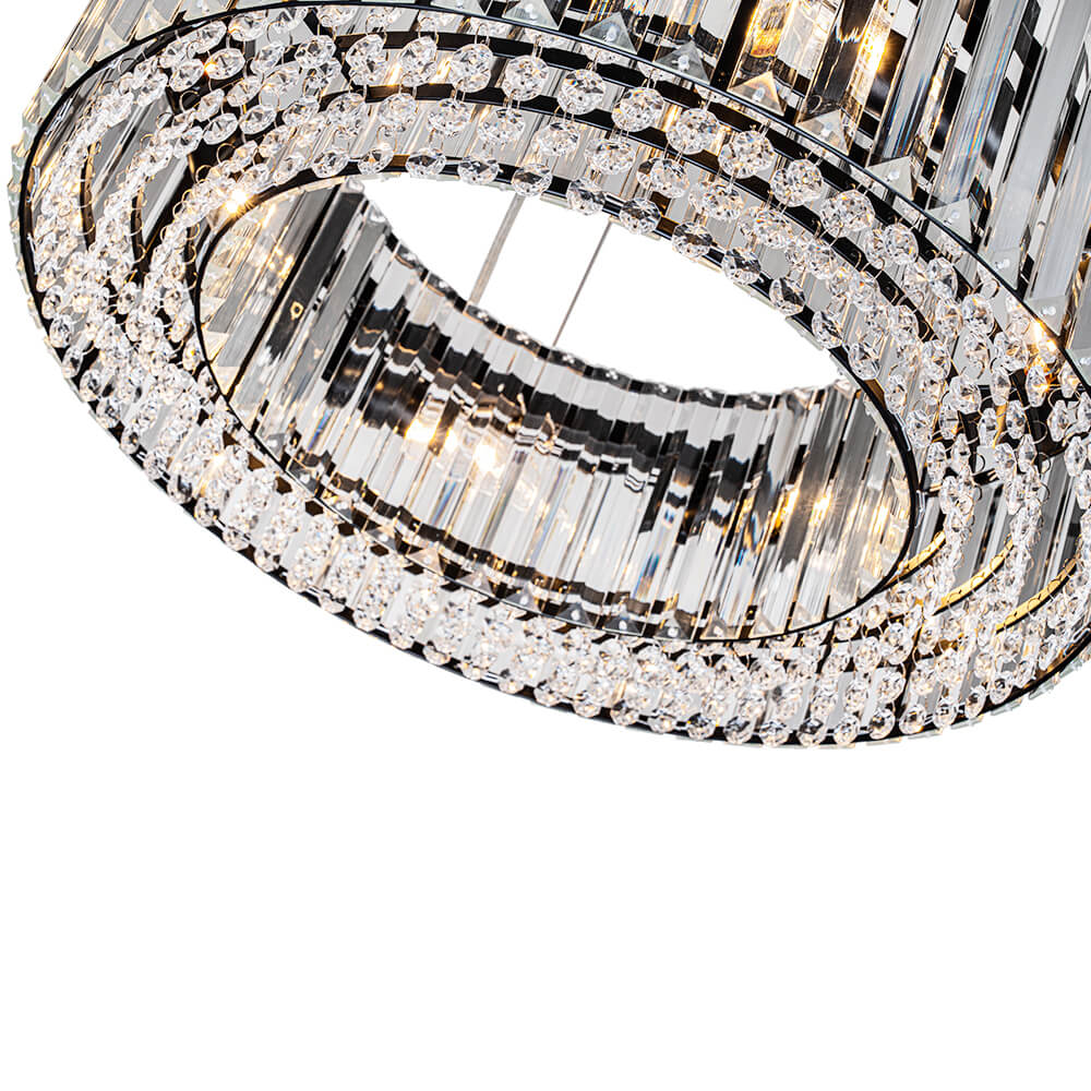 6 - Light Contemporary Round Crystal Drum Chandelier - LightfixturesUAE