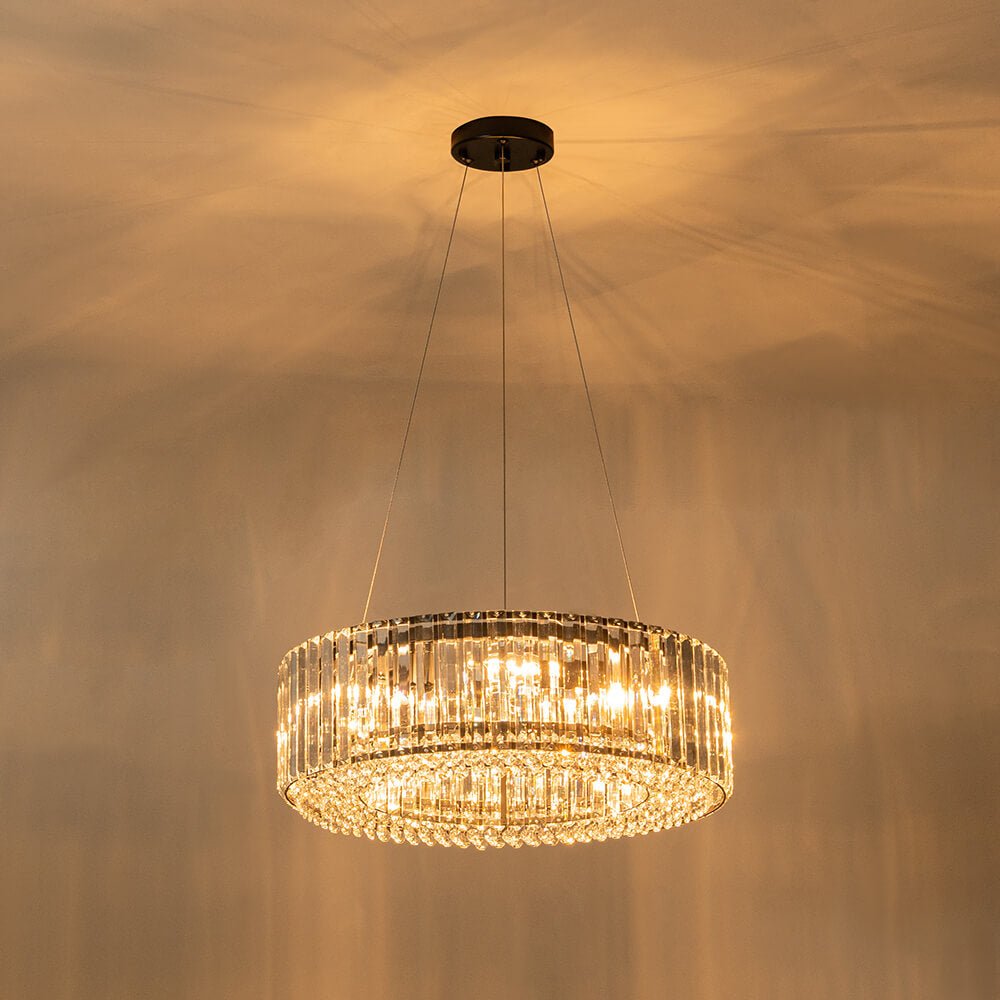6 - Light Contemporary Round Crystal Drum Chandelier - LightfixturesUAE
