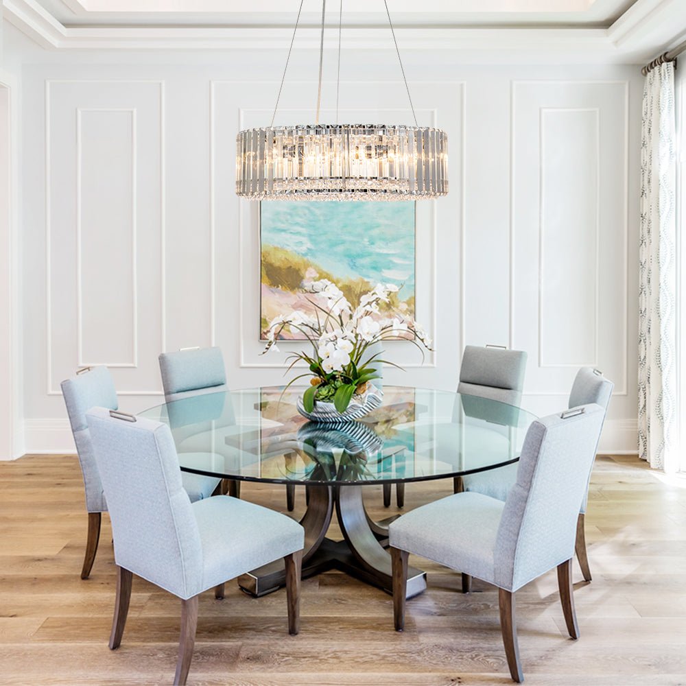 6 - Light Contemporary Round Crystal Drum Chandelier - LightfixturesUAE