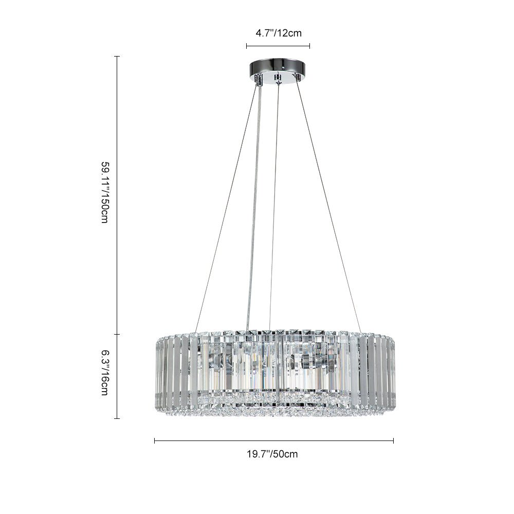 6 - Light Contemporary Round Crystal Drum Chandelier - LightfixturesUAE