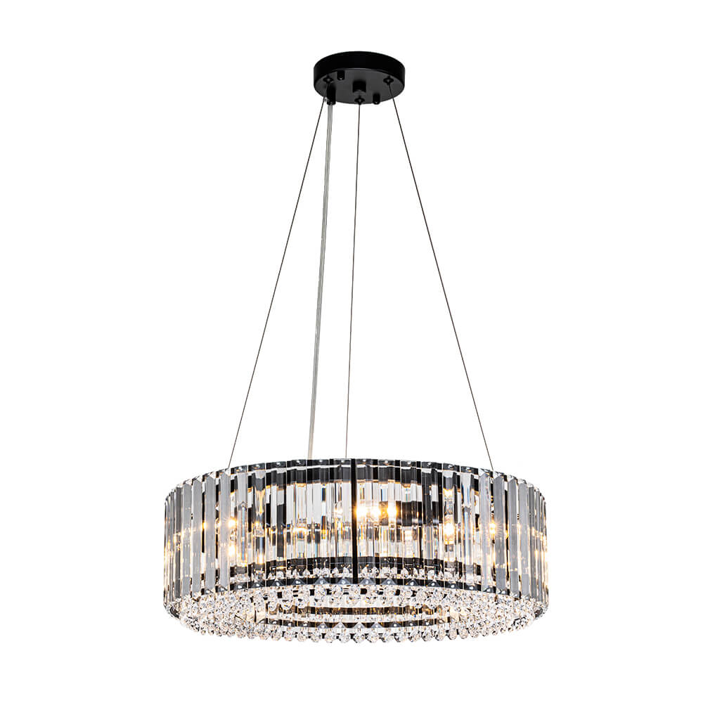 6 - Light Contemporary Round Crystal Drum Chandelier - LightfixturesUAE