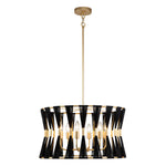 6 - Light Ivory Woven Brass Drum Chandelier - LightfixturesUAE