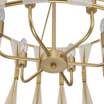 6 - Light Ivory Woven Brass Drum Chandelier - LightfixturesUAE