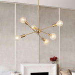 6 - Light Mid - century Brass Sputnik Chandelier - LightfixturesUAE