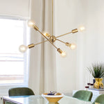 6 - Light Mid - century Brass Sputnik Chandelier - LightfixturesUAE