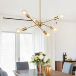 6 - Light Mid - century Brass Sputnik Chandelier - LightfixturesUAE