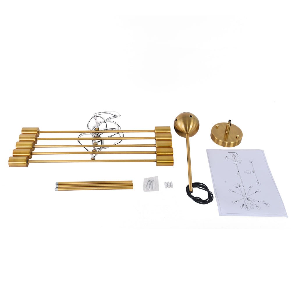 6 - Light Mid - century Brass Sputnik Chandelier - LightfixturesUAE