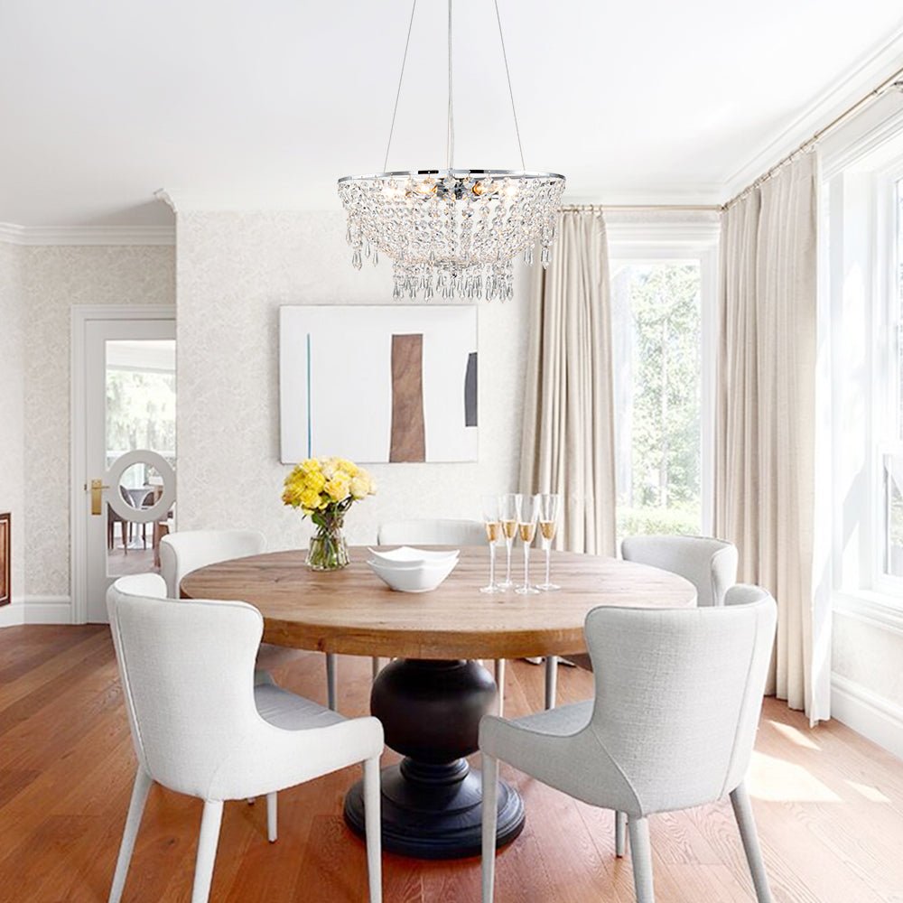6 - Light Modern Bowl Crystal Pendant Lighting - LightfixturesUAE