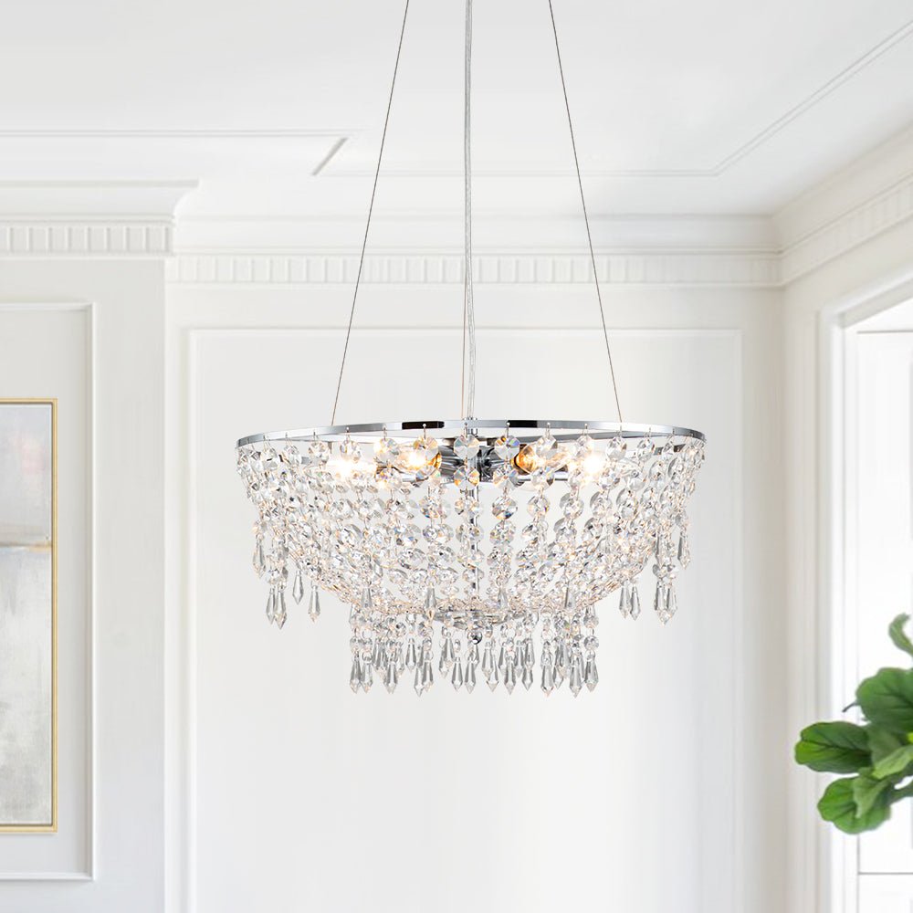 6 - Light Modern Bowl Crystal Pendant Lighting - LightfixturesUAE
