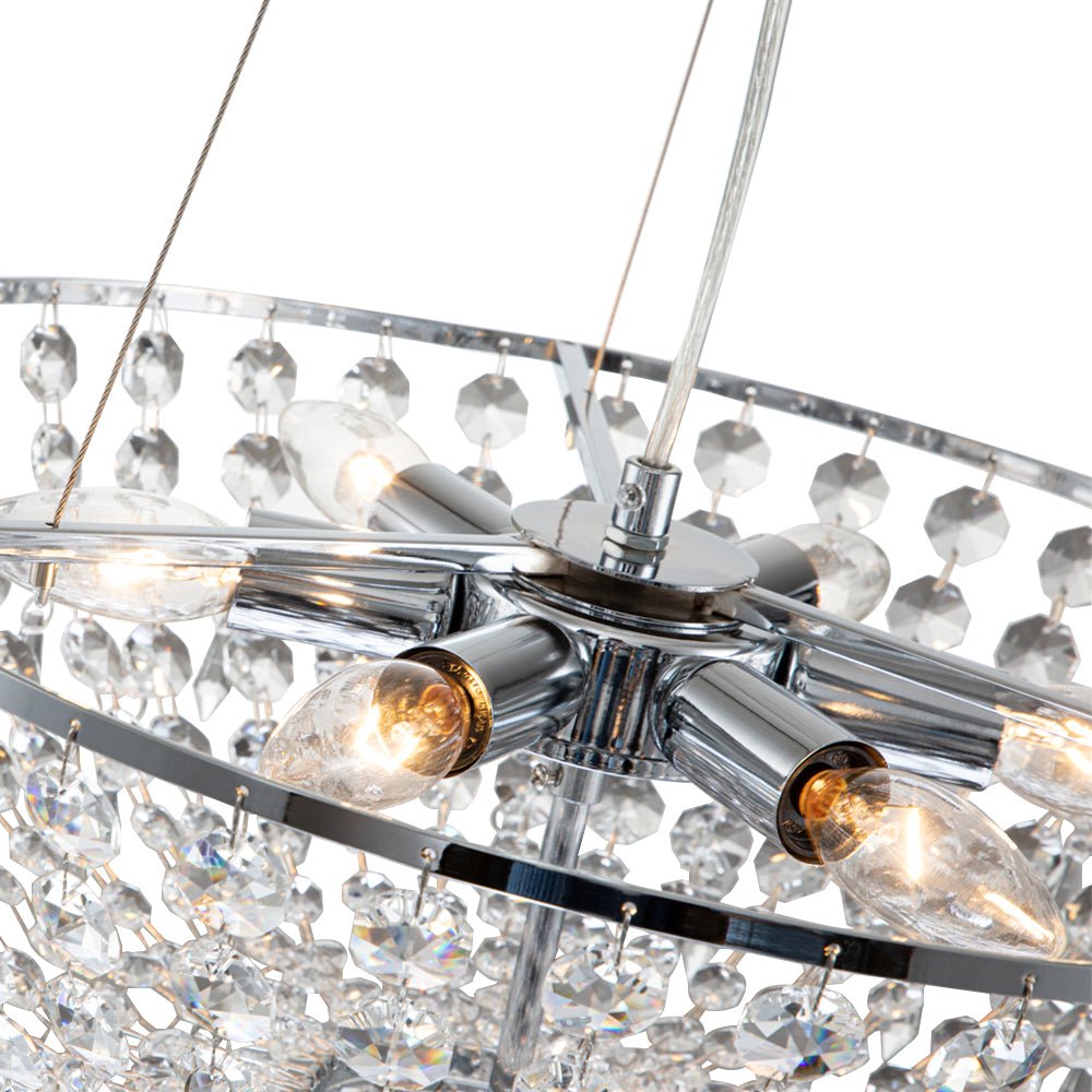 6 - Light Modern Bowl Crystal Pendant Lighting - LightfixturesUAE