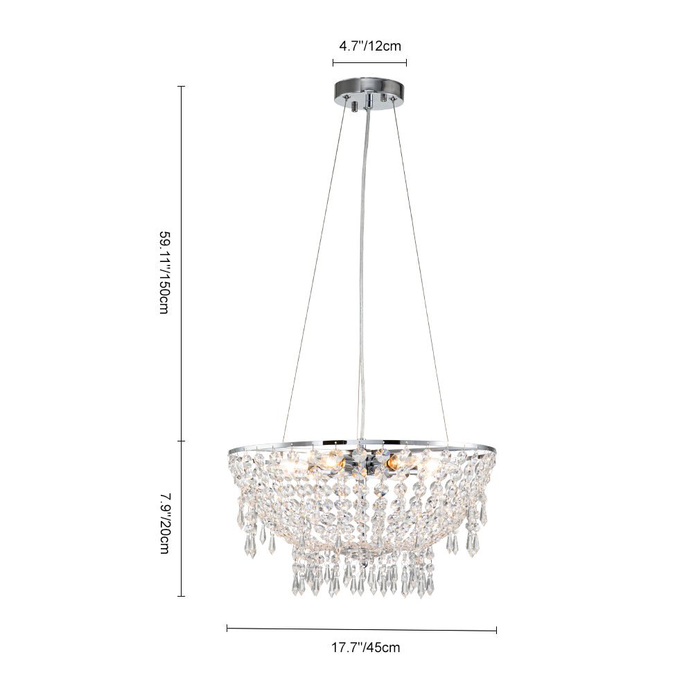 6 - Light Modern Bowl Crystal Pendant Lighting - LightfixturesUAE