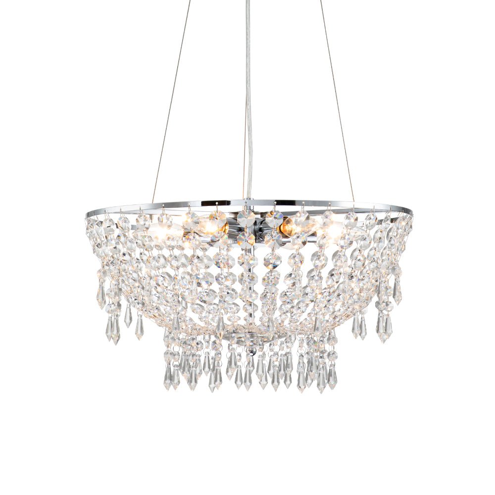 6 - Light Modern Bowl Crystal Pendant Lighting - LightfixturesUAE