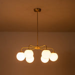 6 - Light Modern Bubble Milky Glass Globe Chandelier - LightfixturesUAE