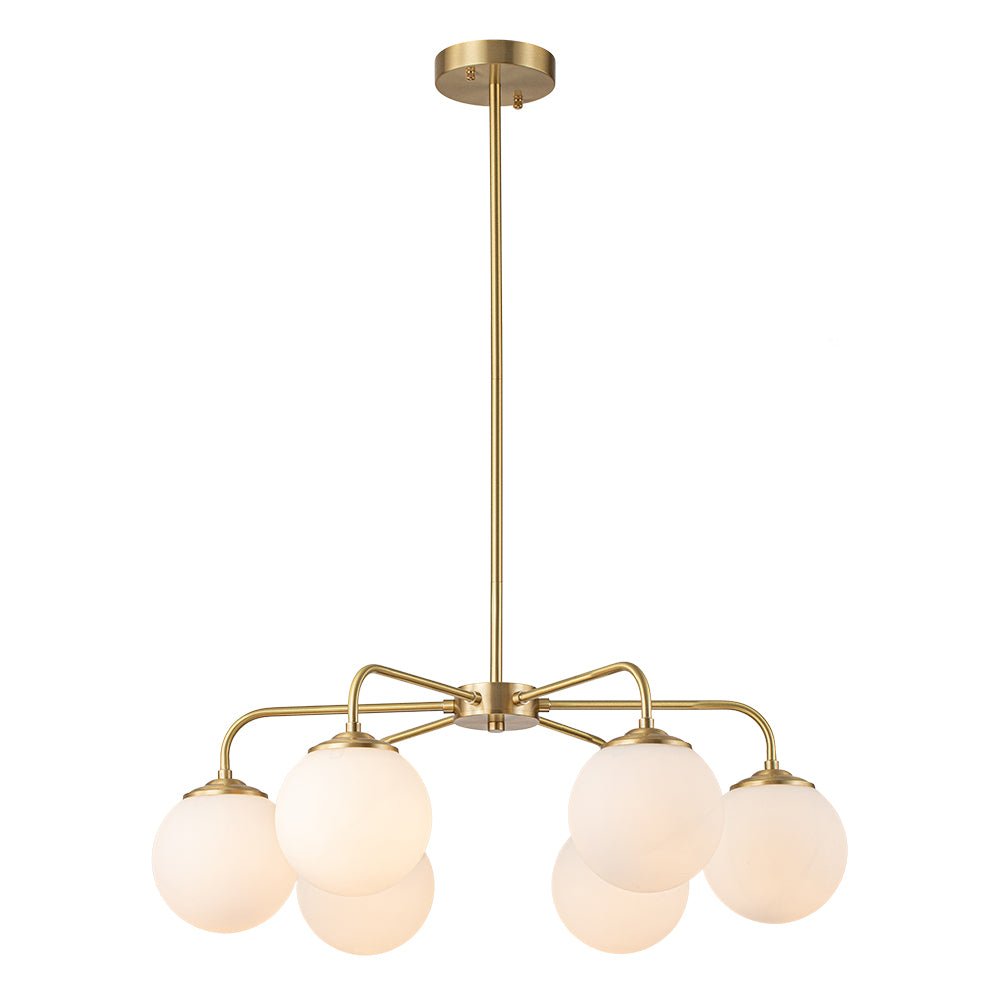 6 - Light Modern Bubble Milky Glass Globe Chandelier - LightfixturesUAE