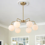 6 - Light Modern Bubble Milky Glass Globe Chandelier - LightfixturesUAE