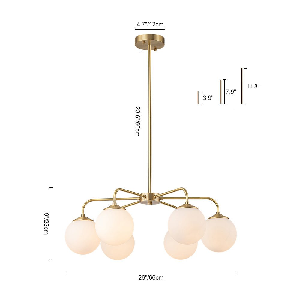 6 - Light Modern Bubble Milky Glass Globe Chandelier - LightfixturesUAE